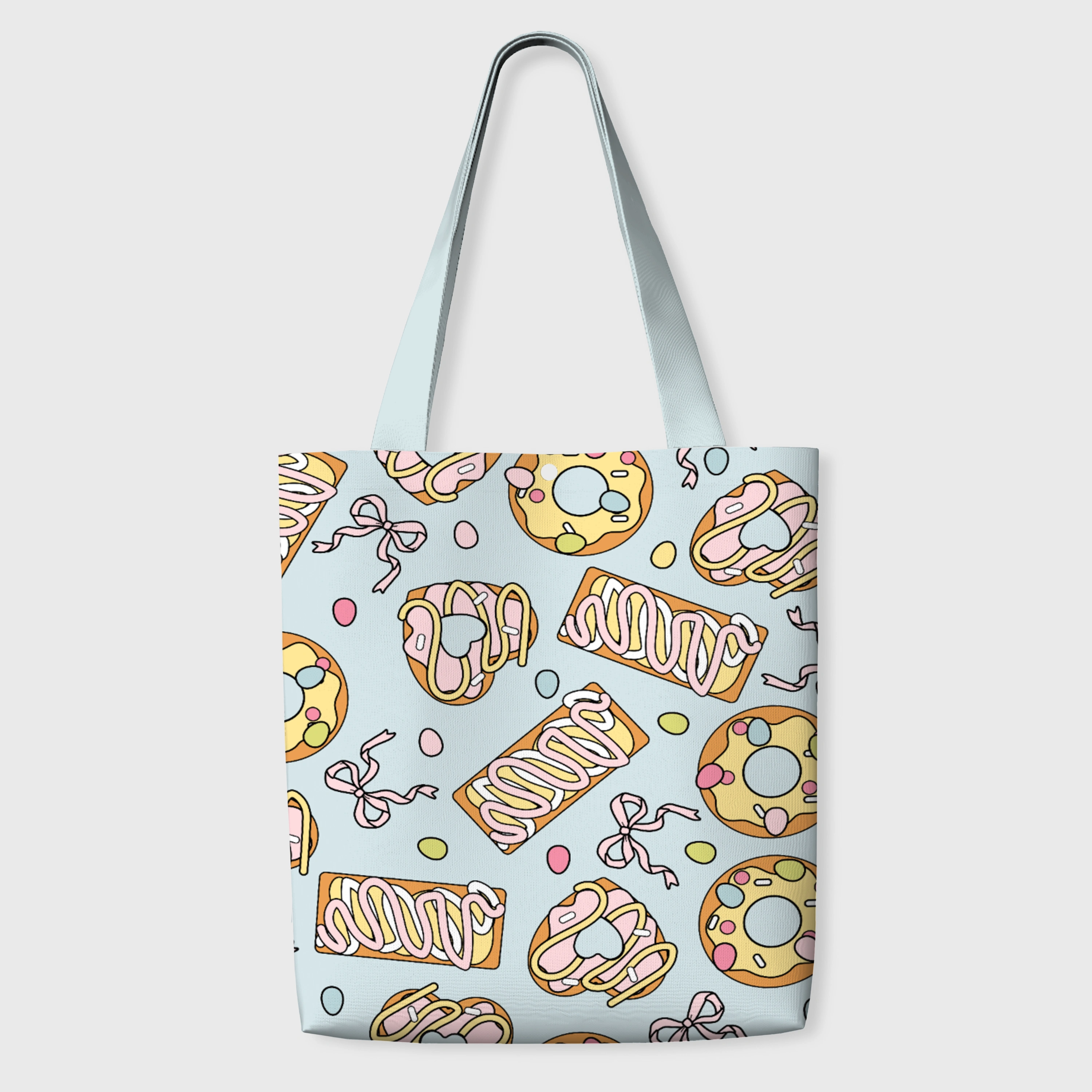 Cute Dessert Print Canvas Tote Bag for Sweet Lovers Birthdays & Everyday Use