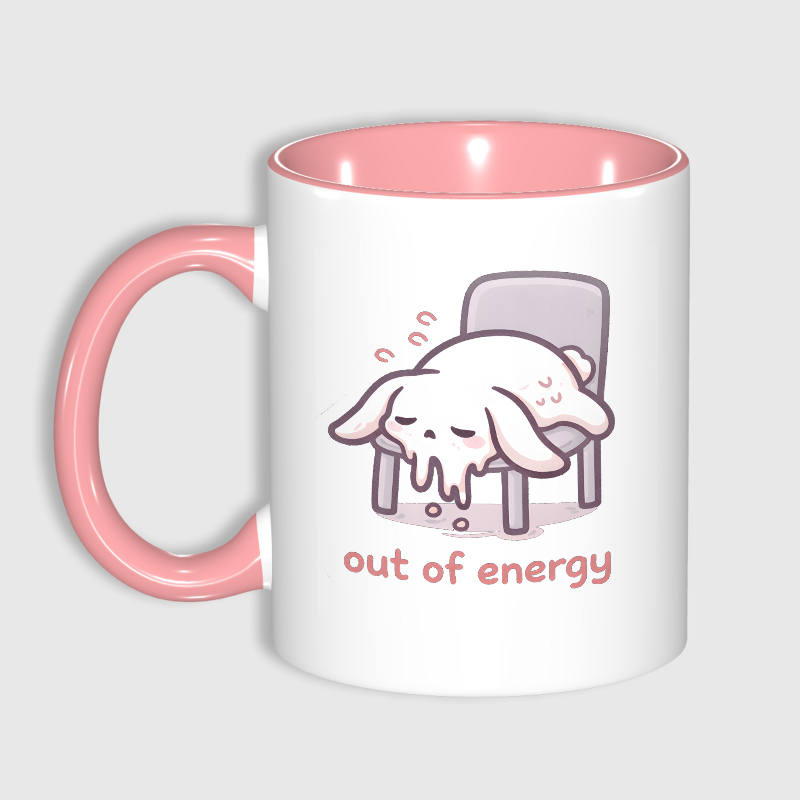 Cute Tired Bunny 11oz Pink Mug for Friend Funny Gift