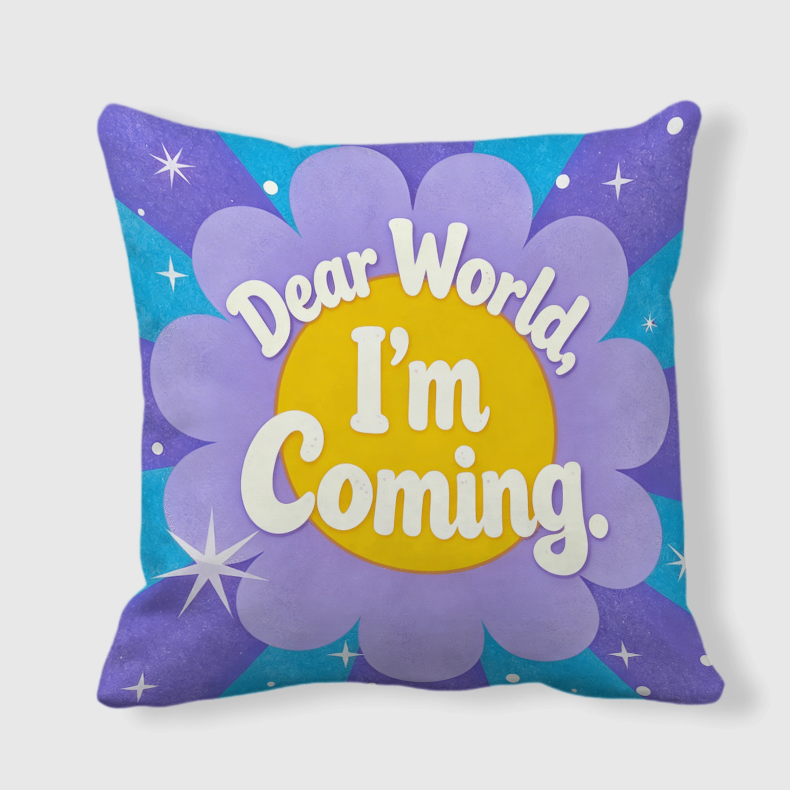 'Dear World, I'm Coming' Double-Sided Pillow | Baby Shower Gift