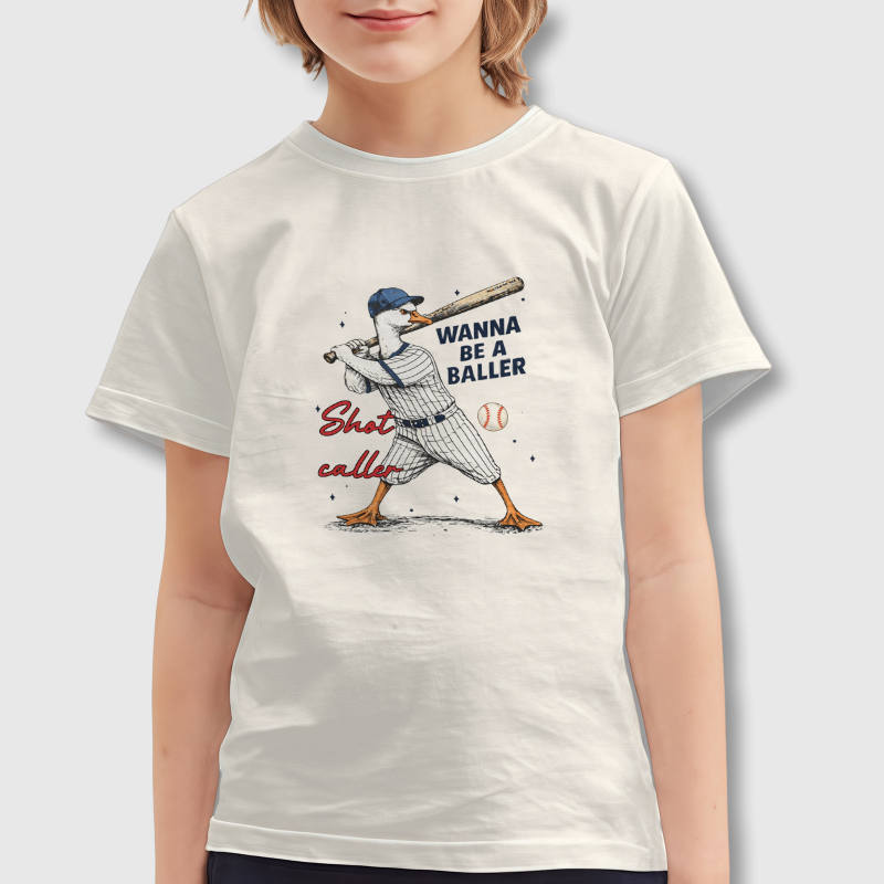 Funny Baseball Goose Kids T-Shirt for Boys Girls Sports Gift