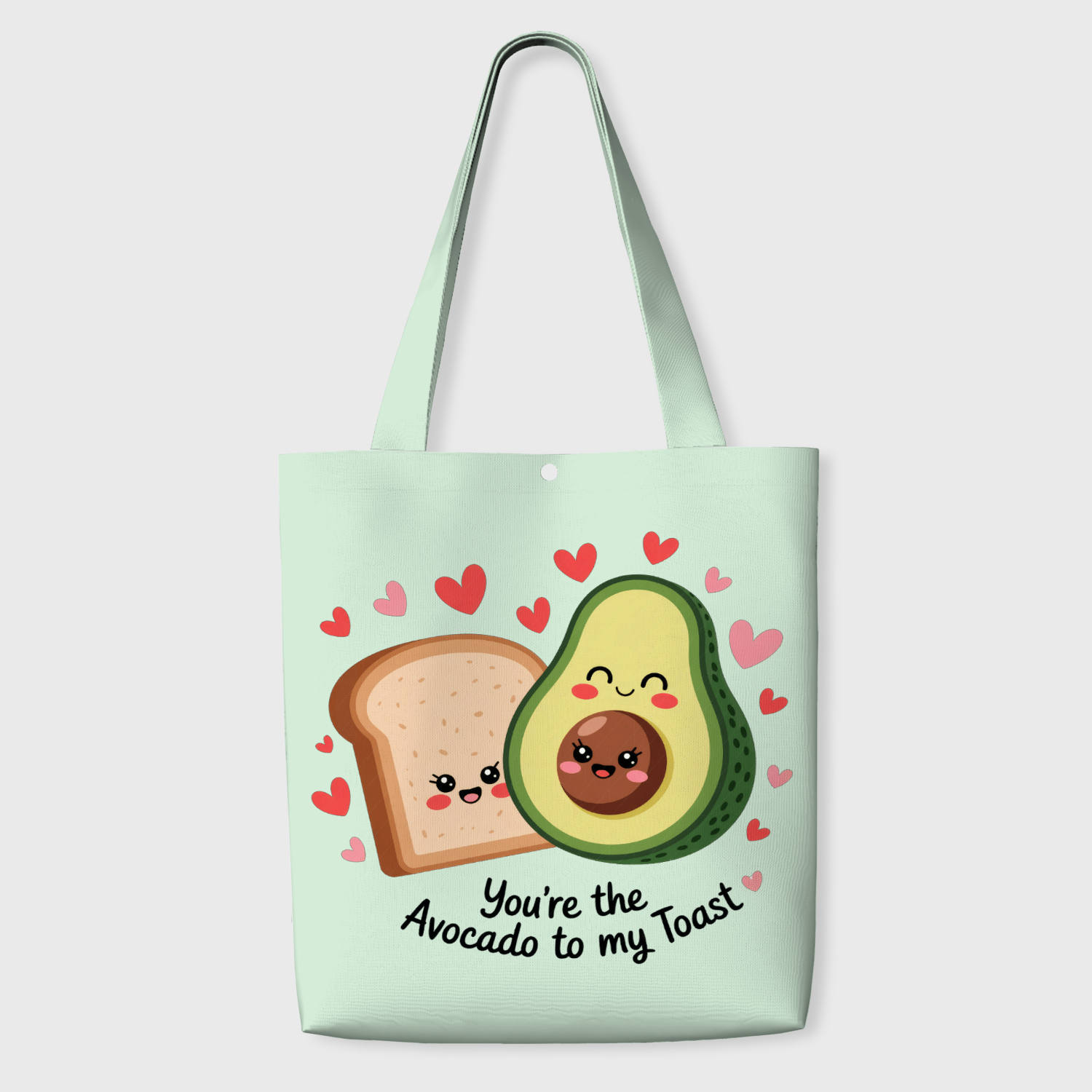 Kawaii Avocado Toast Tote Bag for Couple Gift