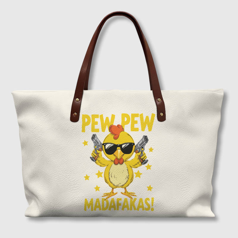 Funny Pew Pew Chicken Tote Bag for Daily Use & Gifting