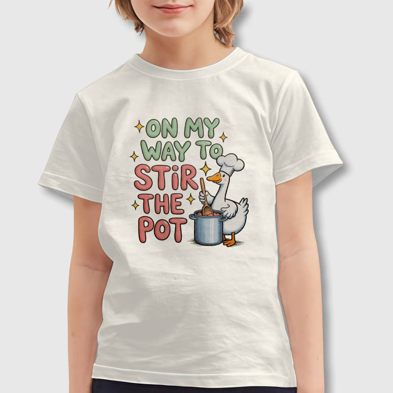 Funny 'Stir The Pot' Goose Kids T-Shirt for Casual Daily Wear