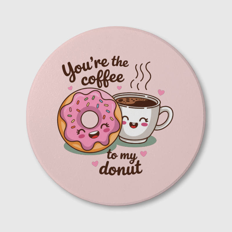 Cute Coffee Donut Ceramic Coaster for Couples Valentine Gift