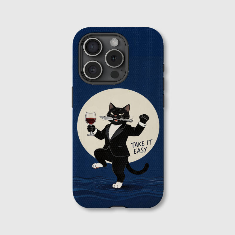 Funny Take It Easy Black Cat Phone Case for Cat Lovers Gift