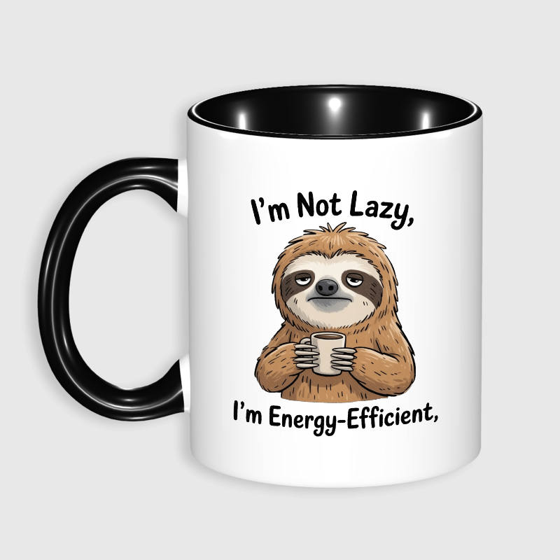 Funny Sloth Quote 11oz Black Mug For Sloth Lovers Gift