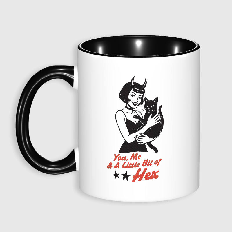 Devil Girl Black Cat Coffee Mug for Cat Lovers Halloween Gift