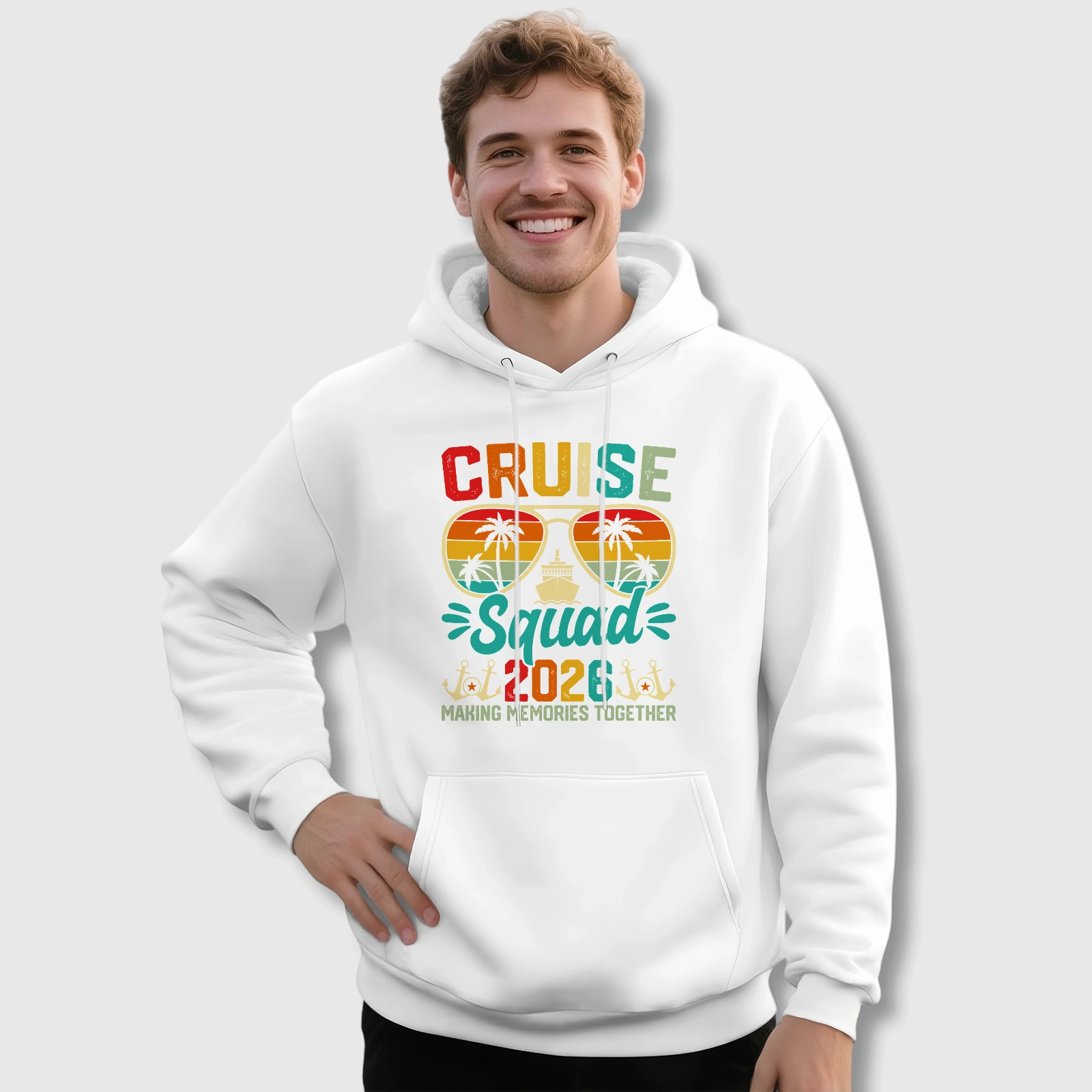 Retro Cruise Squad 2026 Hoodie for Men Group Cruise Trips