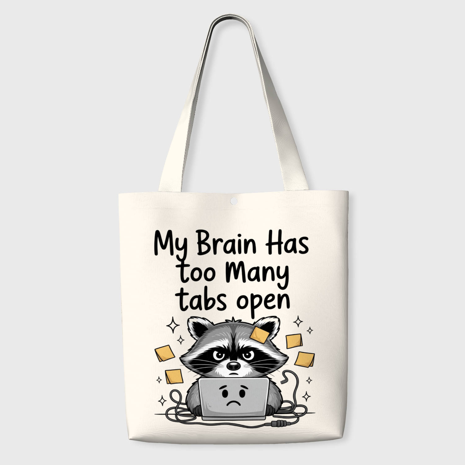 Funny Raccoon Quote Canvas Tote Bag for Office Workers Daily Use