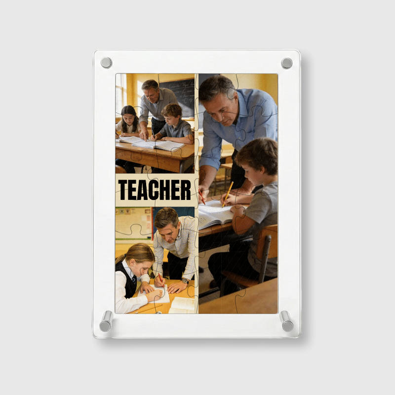 Custom Photo Collage Acrylic Puzzle for Teacher Appreciation Gift