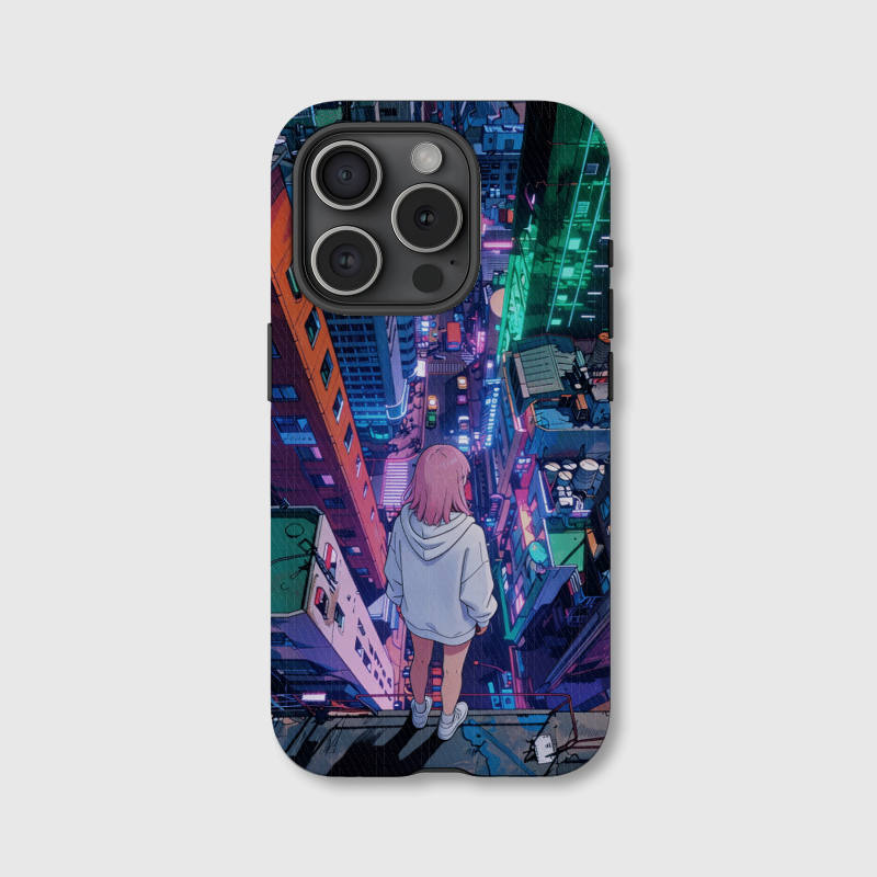 Cyberpunk Anime City Magnetic iPhone Case for Anime Fans Holiday & Birthday Gifts