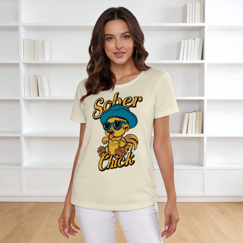 Funny Sober Chick T-Shirt for Women Casual Birthday Gift