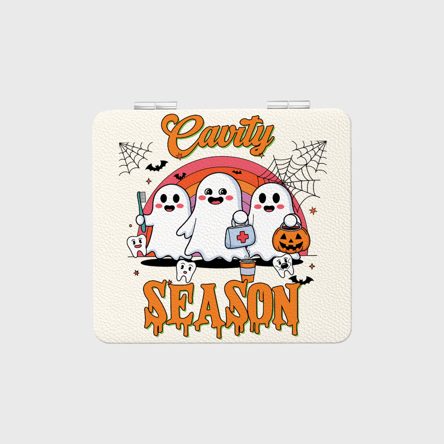 Funny Cavity Season Pocket Makeup Mirror for Dental Halloween Gift