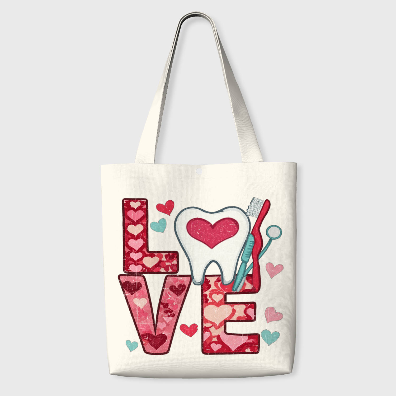Dental Love Heart Tote Bag for Dentists Valentine Gift