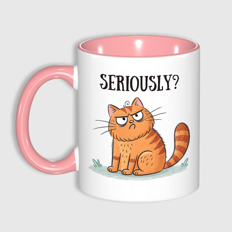 Funny Grumpy Cat 11oz Pink Mug for Cat Lovers Gift Daily Use