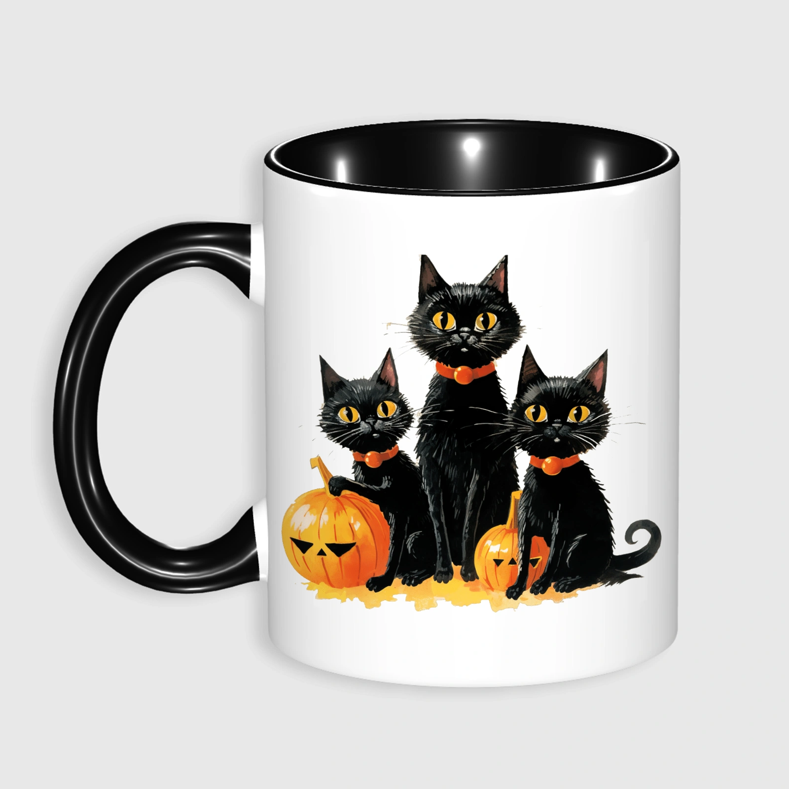 Black Cat & Pumpkin Halloween Coffee Mug for Pet Lovers