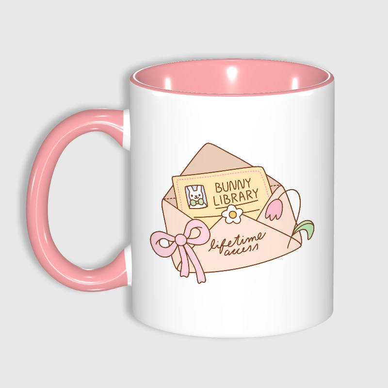 Cute Bunny Library Envelope 11oz Mug for Book Lovers Gift