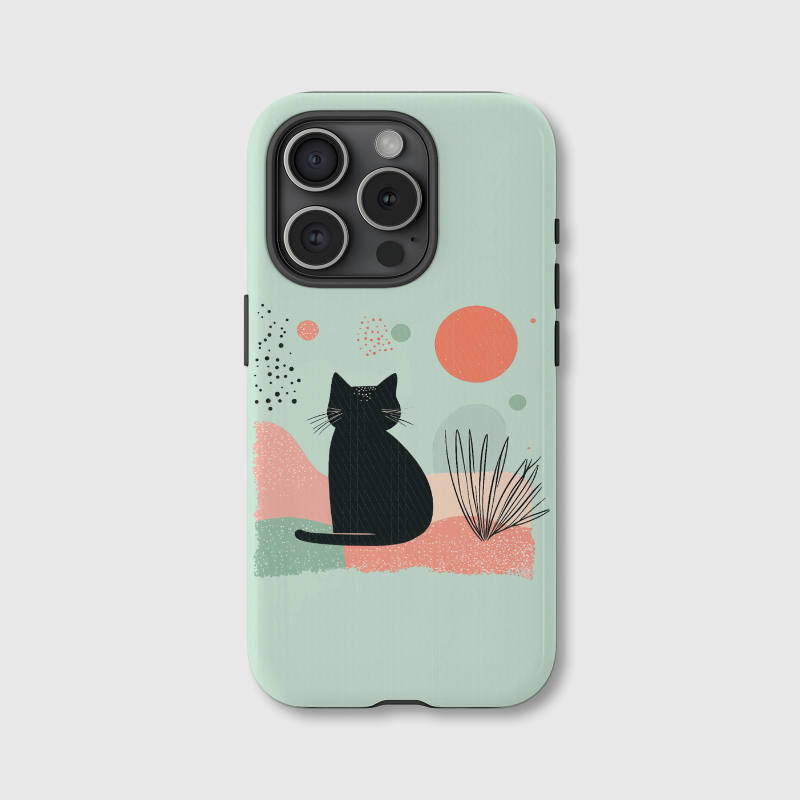 Cute Boho Black Cat Magnetic Phone Case for Cat Lovers Birthday Holiday Gifts