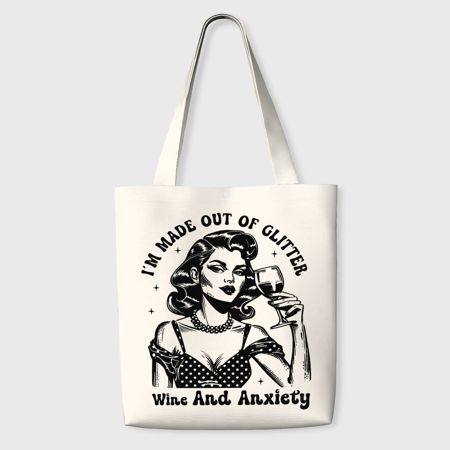 Funny Retro Wine Quote Tote Bag for Women Daily Use Gift