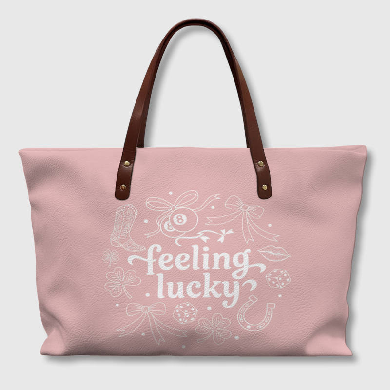 Feeling Lucky Graphic Tote Bag for Women Daily Use