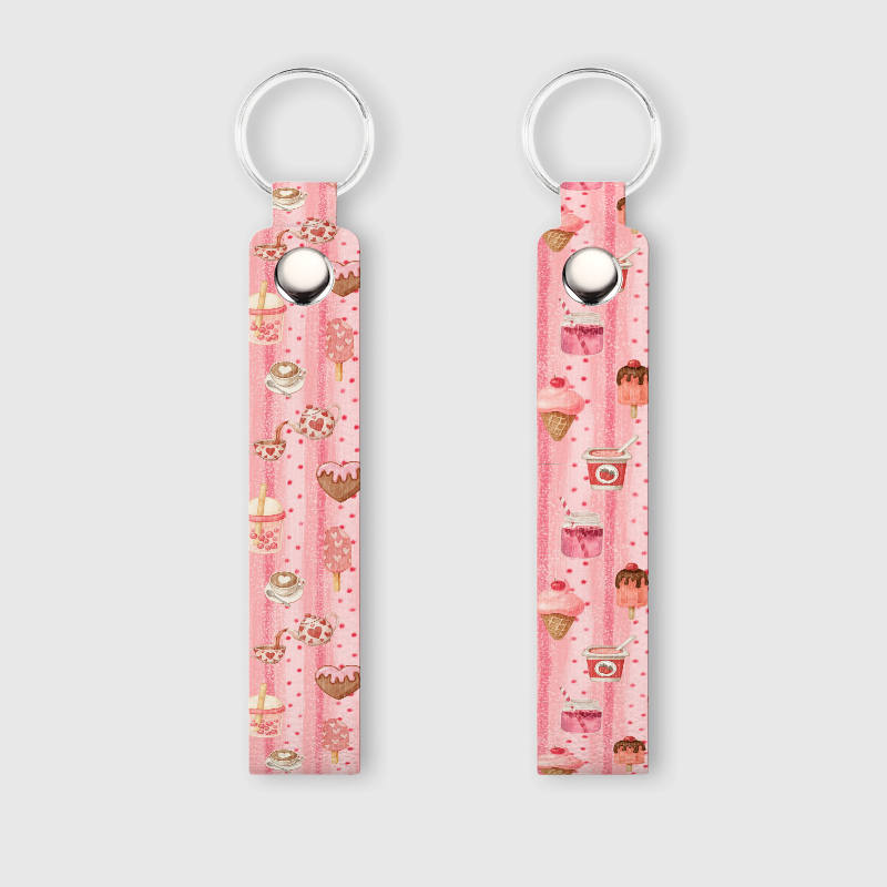 Pink Heart Dessert Keychain Strap for Valentine's Day Gift