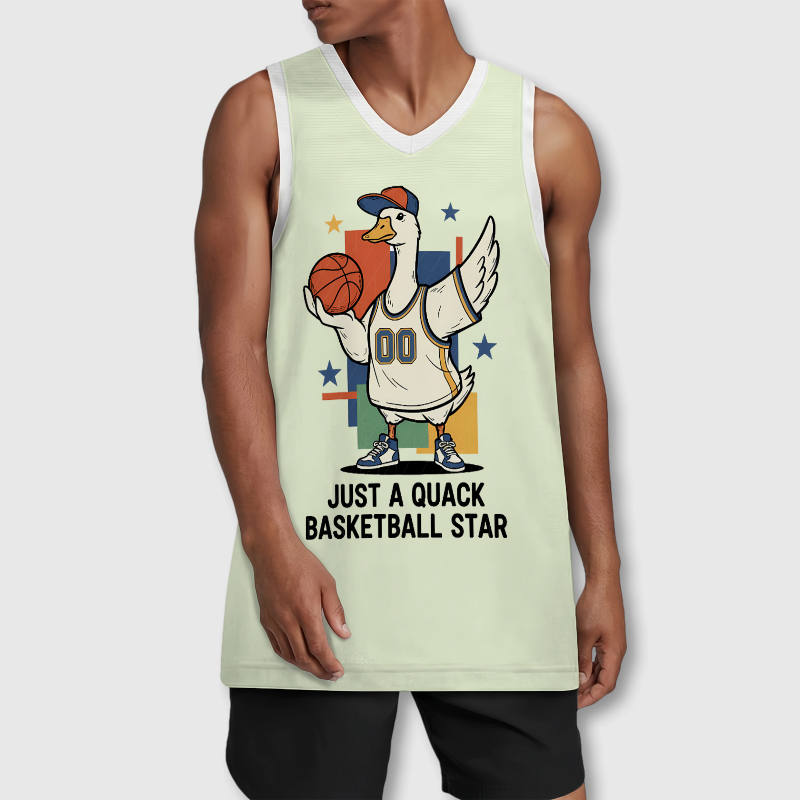 Funny Quack Basketball Duck Tank Top for Men Casual Wear