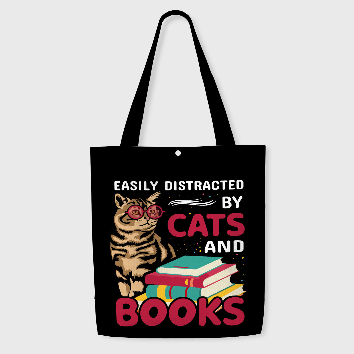 Cats & Books Quote Tote Bag for Cat Book Lovers Daily Use
