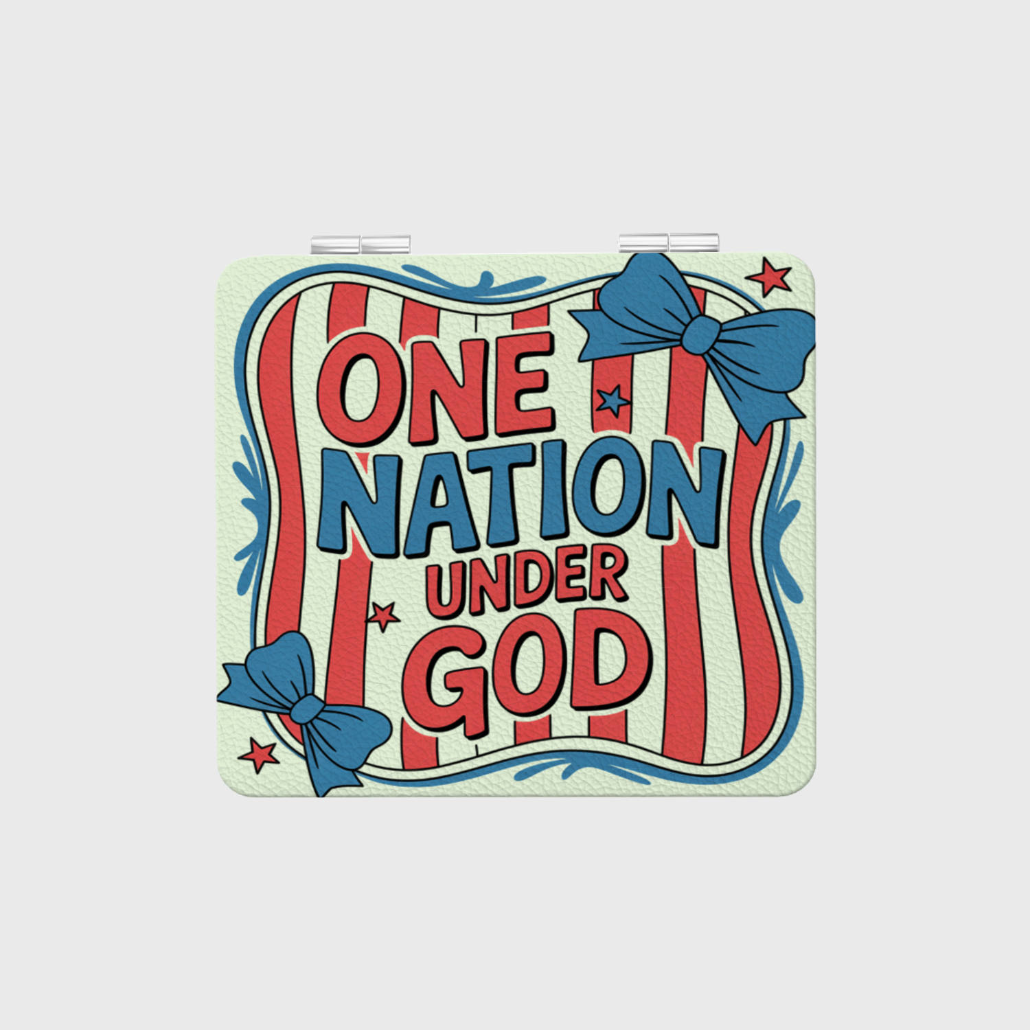 Patriotic One Nation Under God Square Pocket Makeup Mirror for 4th of July Gifting