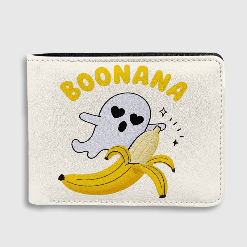 Cute Boonana Ghost Bifold Wallet Funny Halloween Gift for Friends, Teens & Spooky Lovers