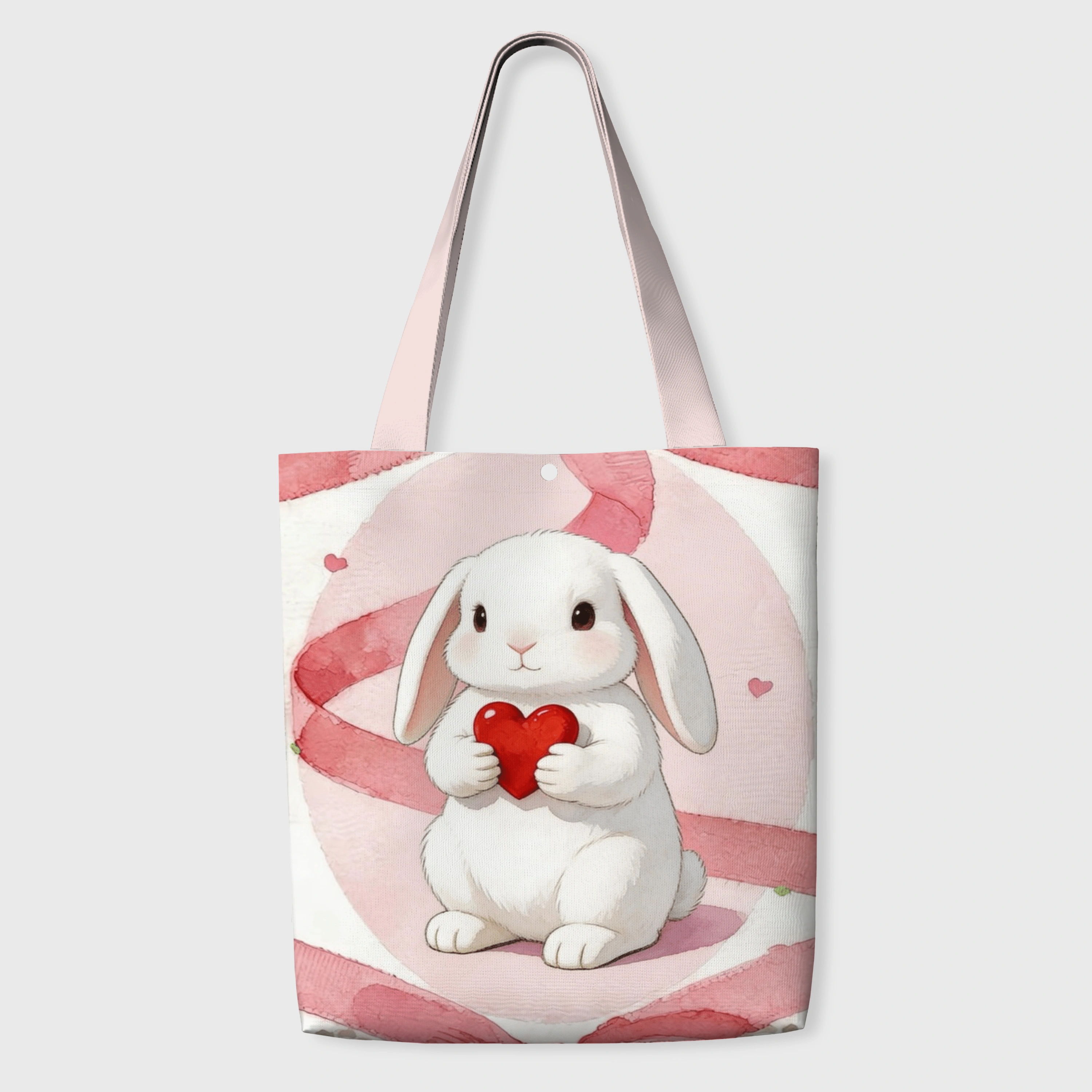 Cute Heart Bunny Canvas Tote Bag - Gift for Her