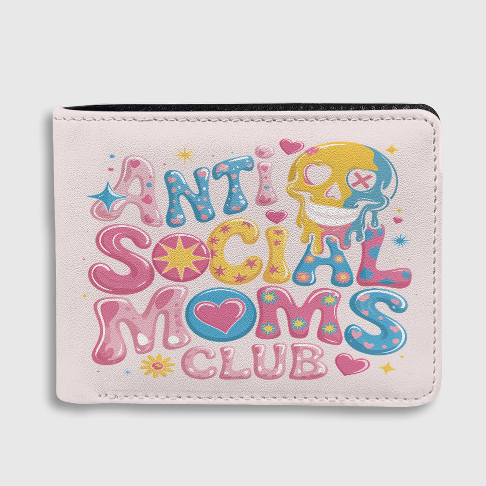 Anti Social Moms Club Bifold Wallet Funny Cute Gift for Mom Birthday Mother's Day