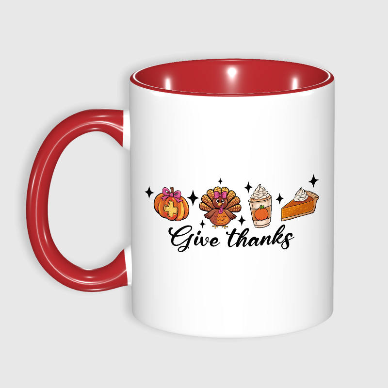 Give Thanks Thanksgiving Coffee Mug for Family Holiday Gift