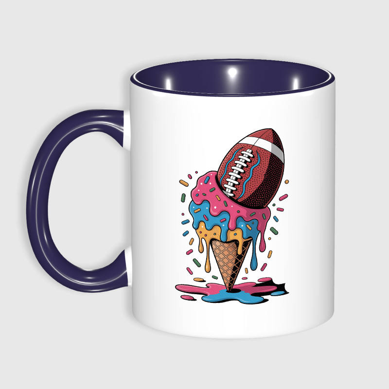 Funny Football Ice Cream Ceramic Mug for Sports Fans Gift
