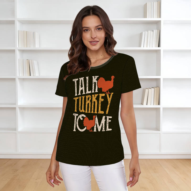 Funny Talk Turkey Graphic T-Shirt for Women Thanksgiving Gifts