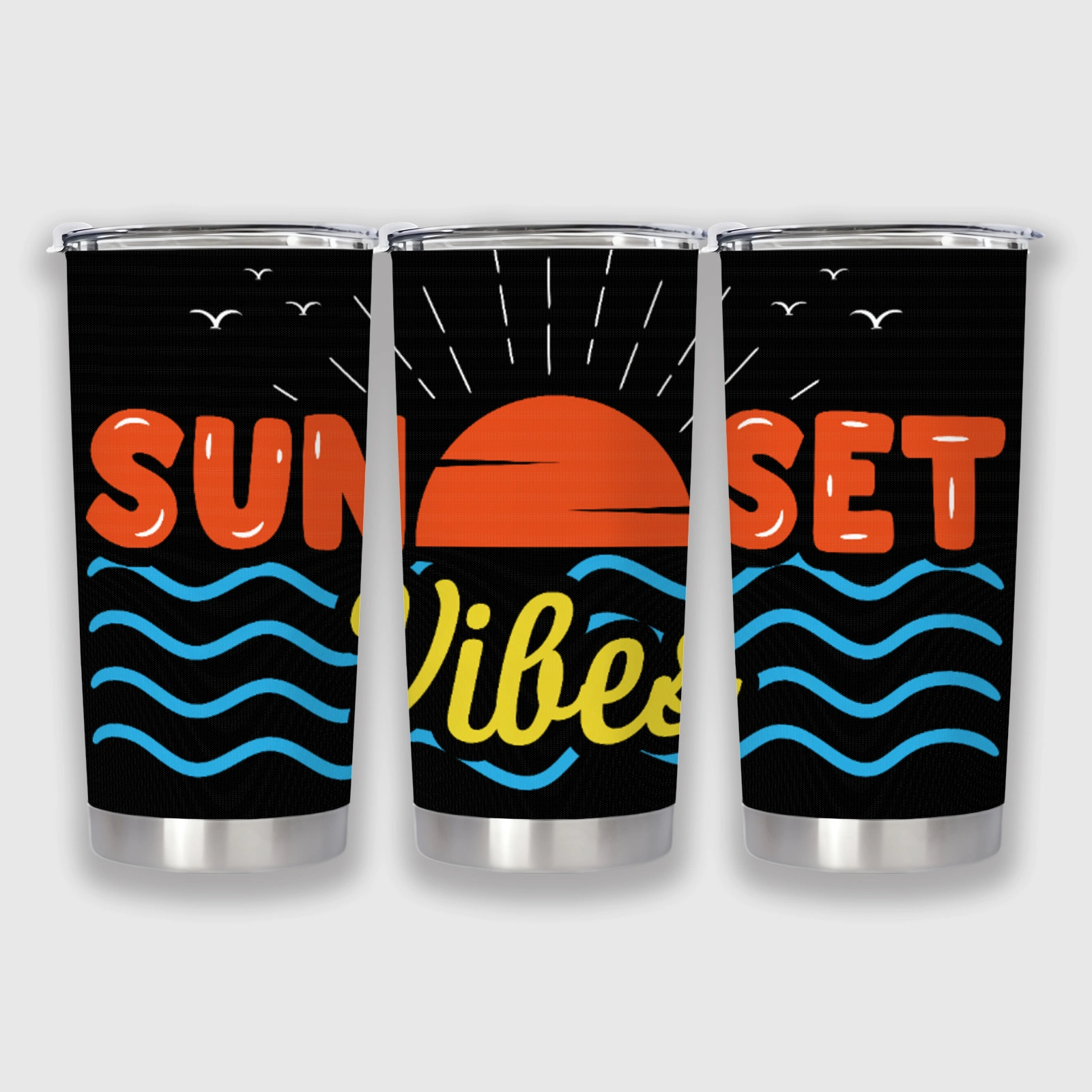 Sunset Vibes Stainless Steel Insulated Tumbler for Beach Trips & Summer Gifting