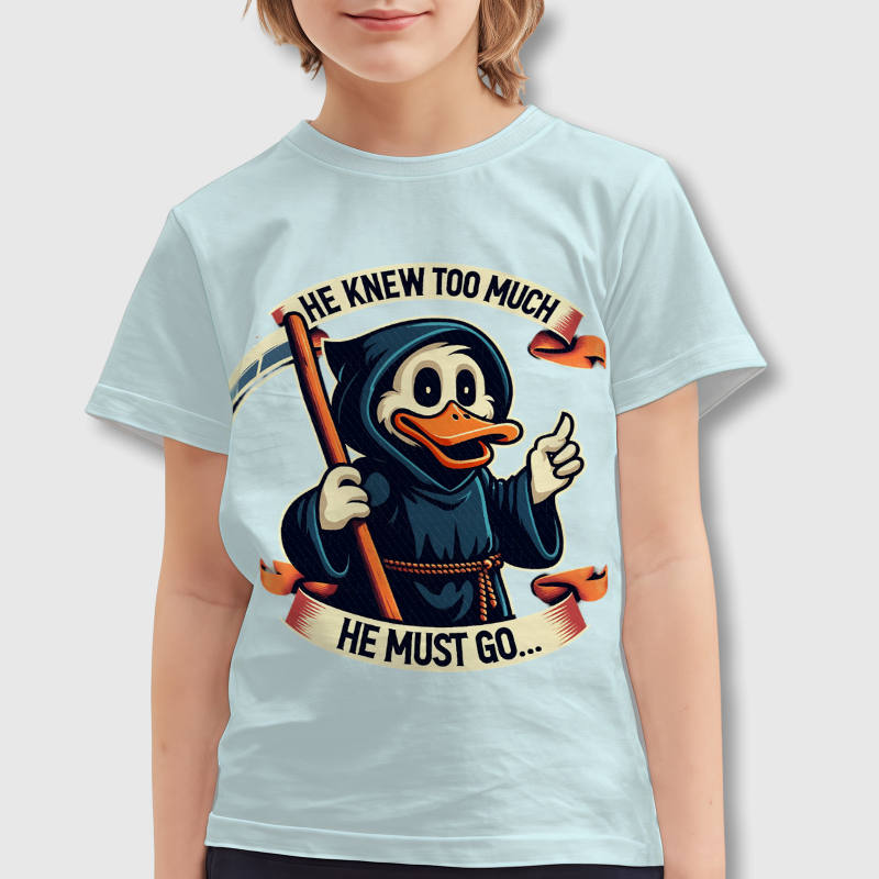 Funny Grim Reaper Duck Kids T-Shirt for Halloween Daily Wear