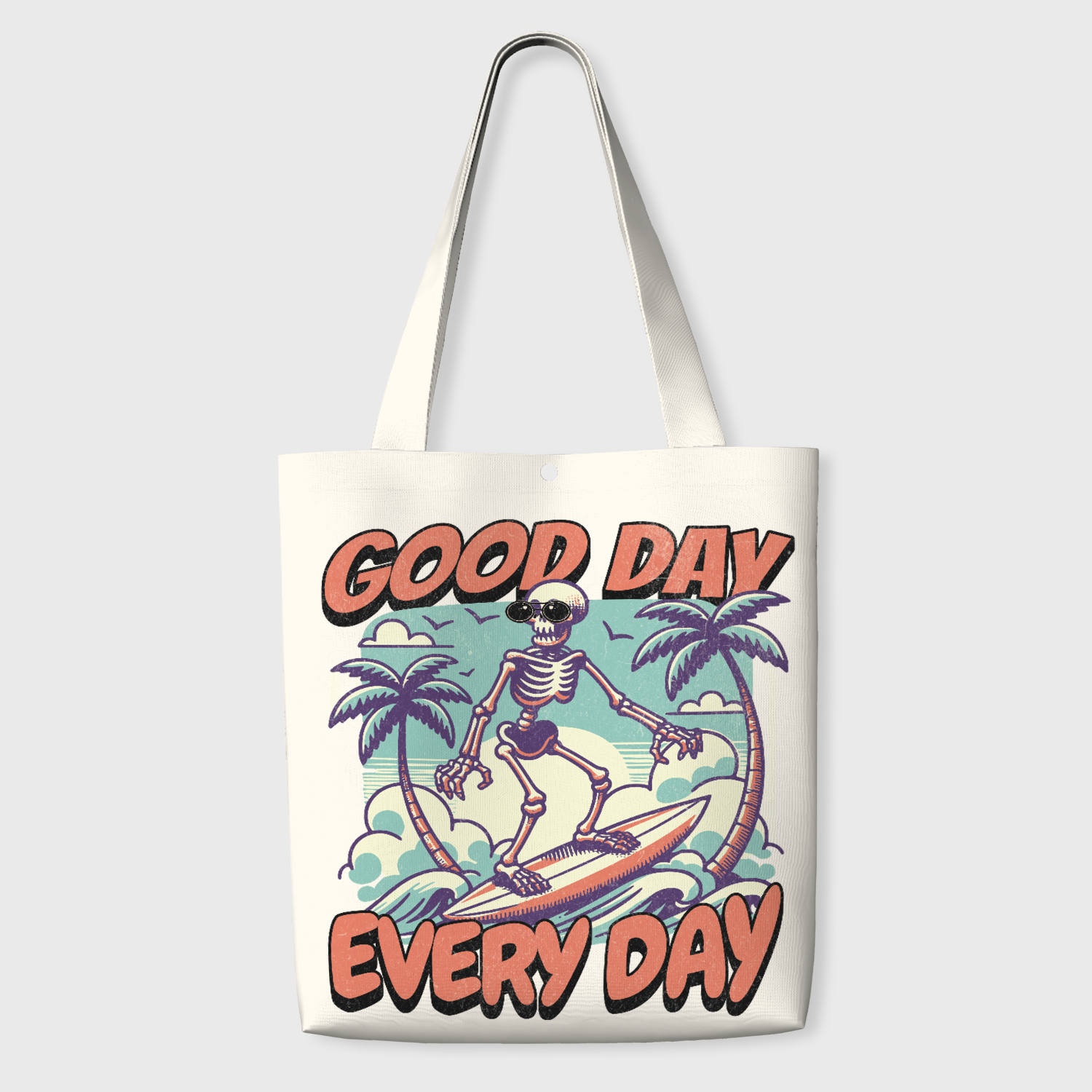 Vintage Surfing Skeleton Tote Bag for Summer Fans Daily Use