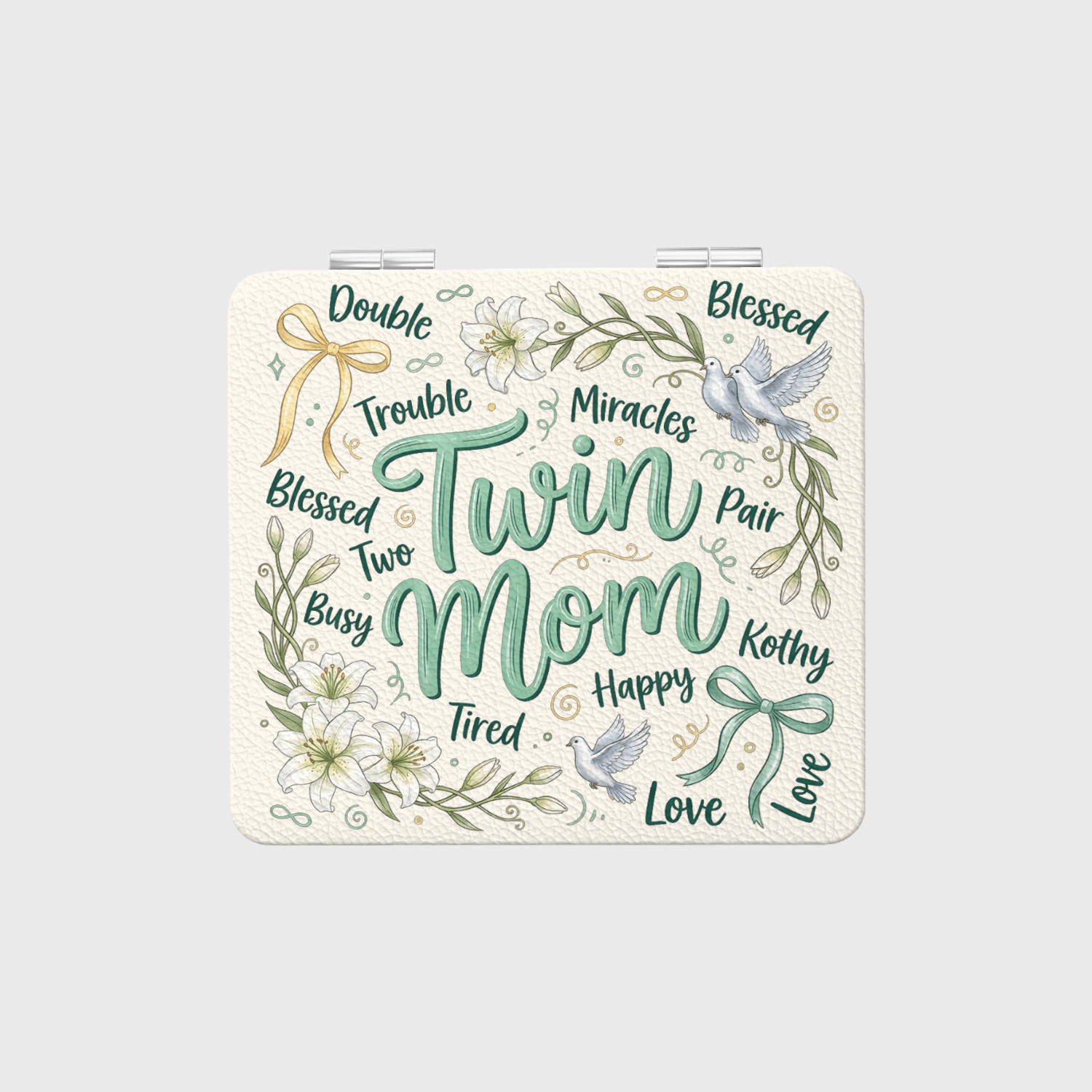 Twin Mom Floral Pocket Mirror for Twin Mom Mother's Day Gift