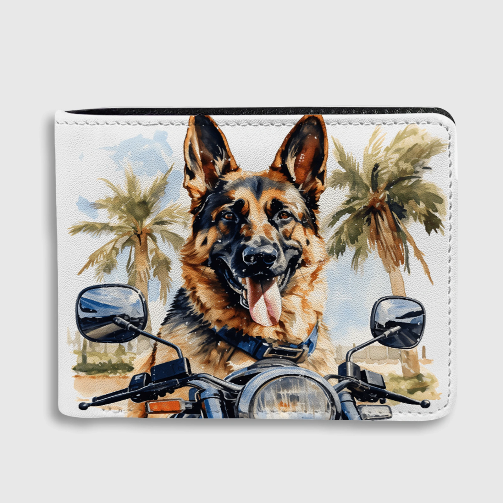 German Shepherd Motorcycle Bifold Wallet for Pet Dad Gifts