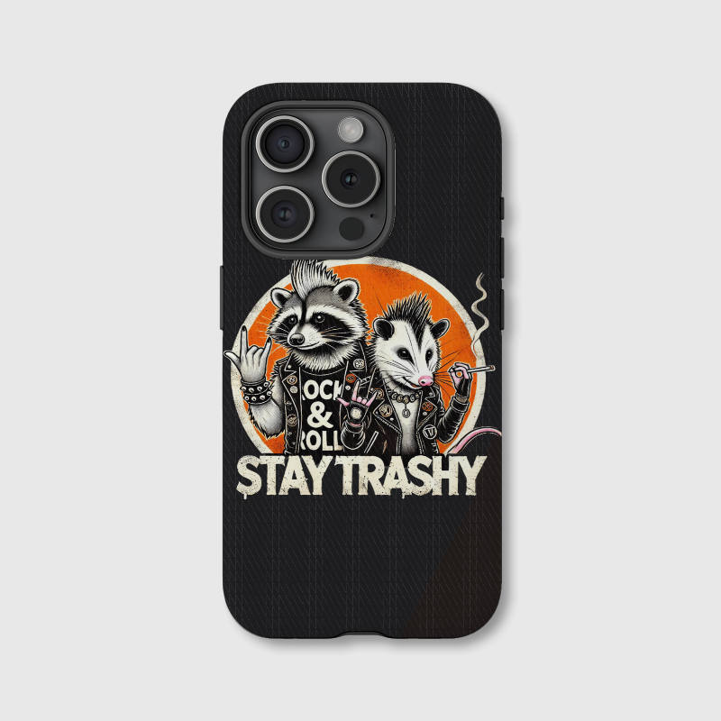 Stay Trashy Punk Raccoon Magnetic Phone Case for Rock Fans Funny Birthday Gift