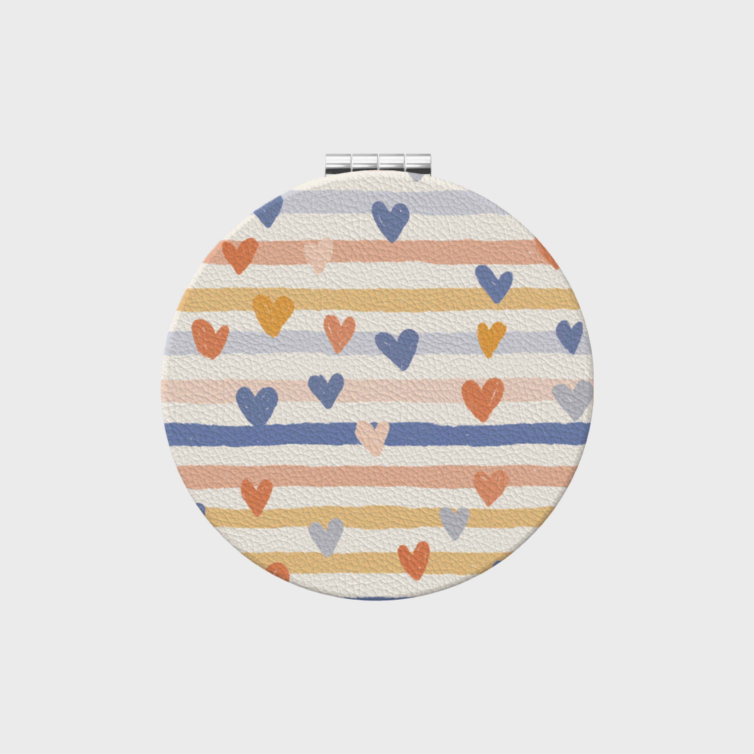 Cute Heart Stripe Travel Foldable Pocket Makeup Mirror for Women Girls Birthday Gift