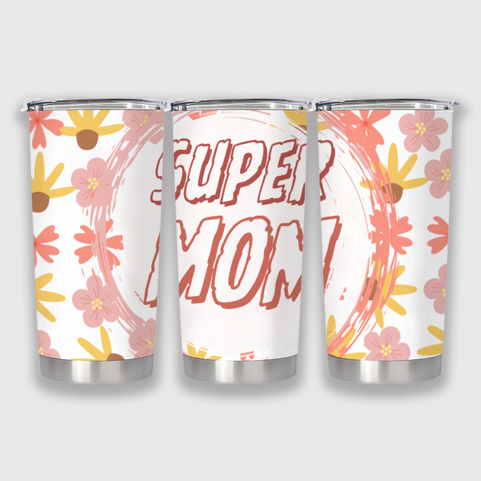 Super Mom Floral Insulated Stainless Steel Tumbler | Mother's Day Gift Idea