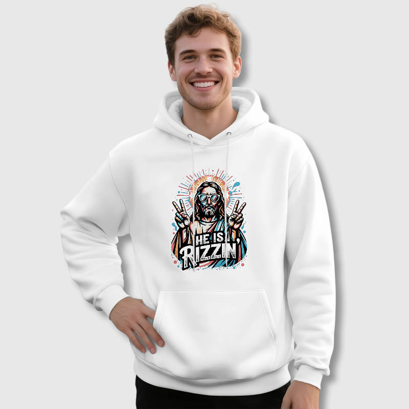 Funny He Is Rizzin' Jesus Hoodie for Christian Easter Gift