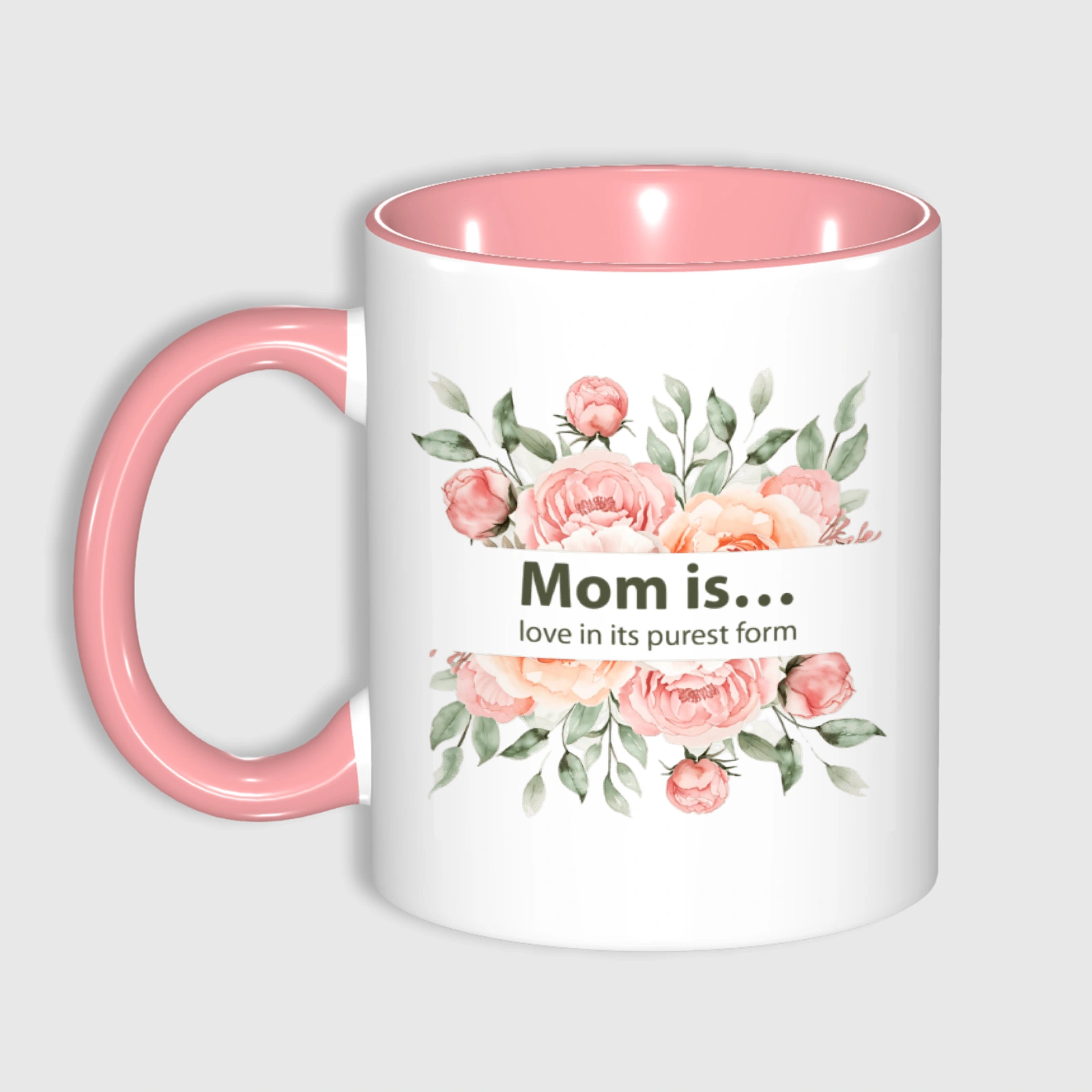 Personalized 11oz Pink Accent Floral Mug - Custom Mom Gift for Mother's Day