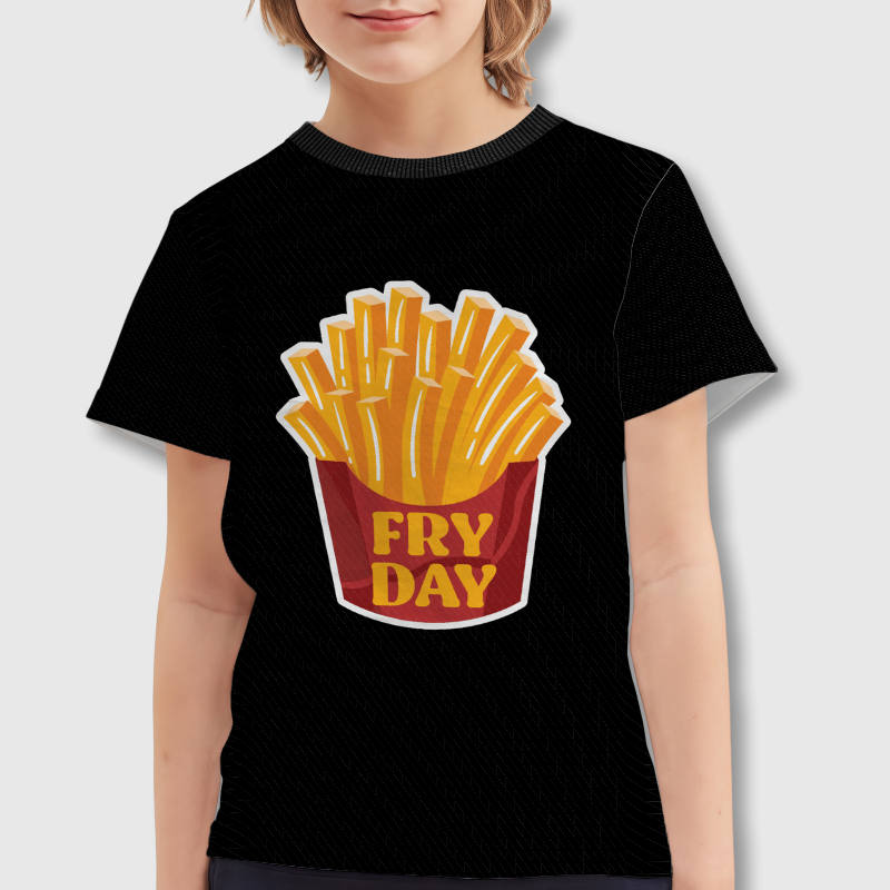 Funny Fry Day French Fries Kids T-Shirt for Daily Wear & Gifts