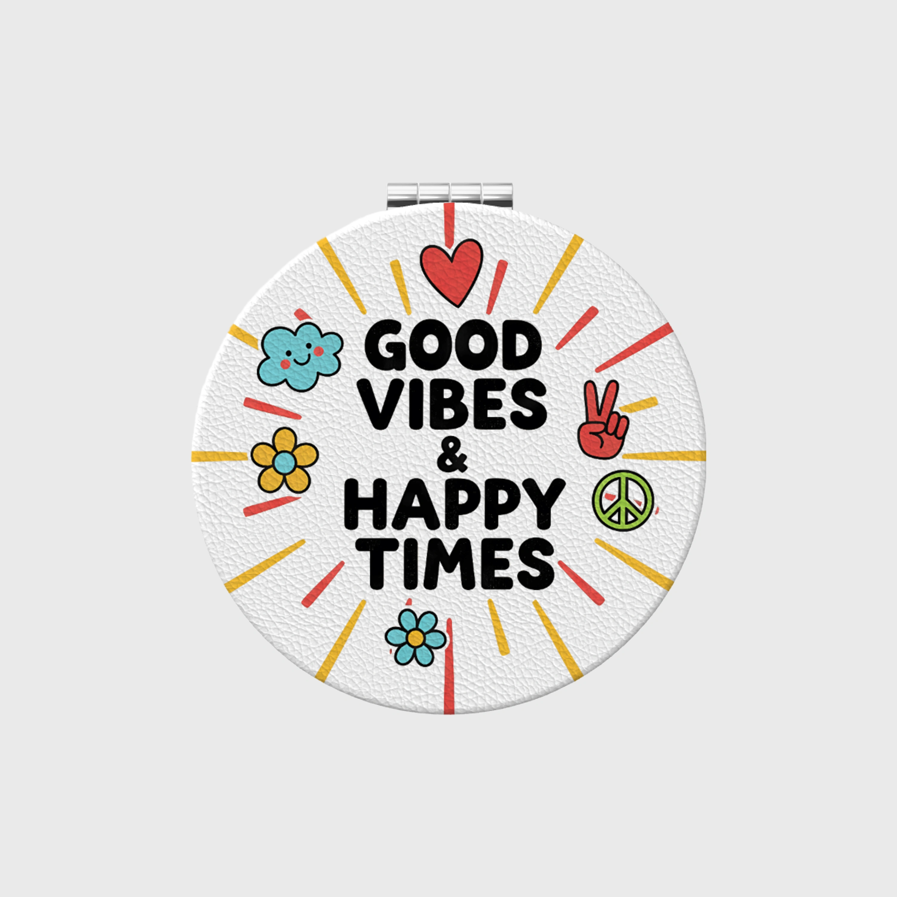 Good Vibes Compact Mirror - PU Portable Pocket Makeup Mirror | Perfect Gift