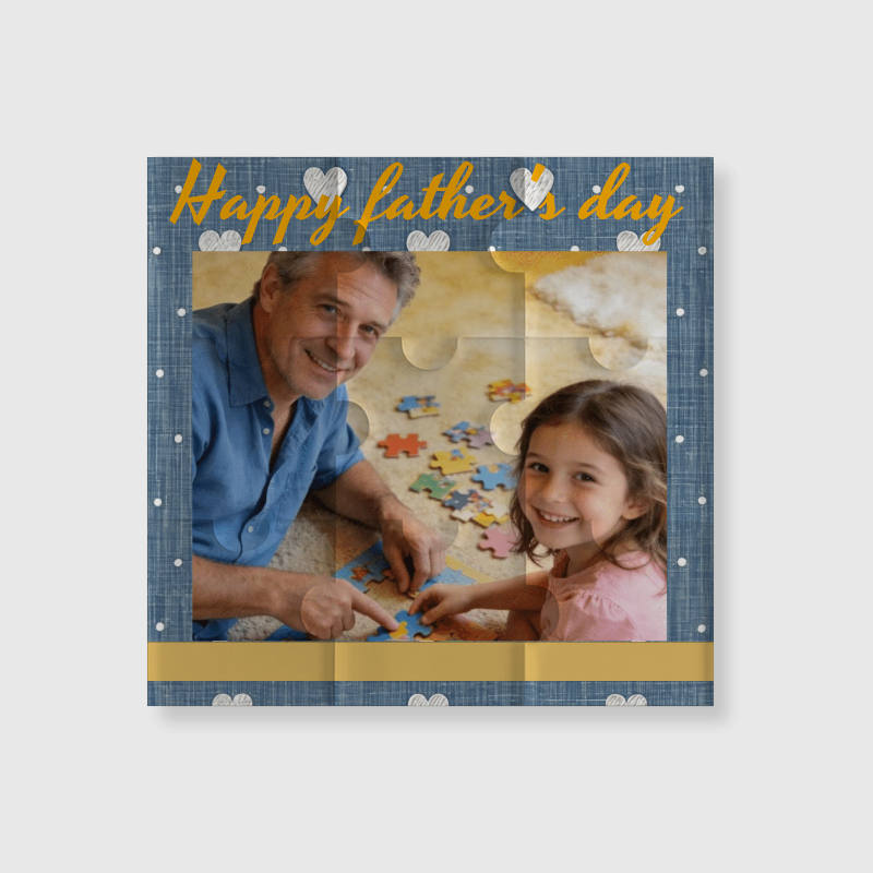 Custom Photo Puzzle Fridge Magnet for Dad Father's Day Gift