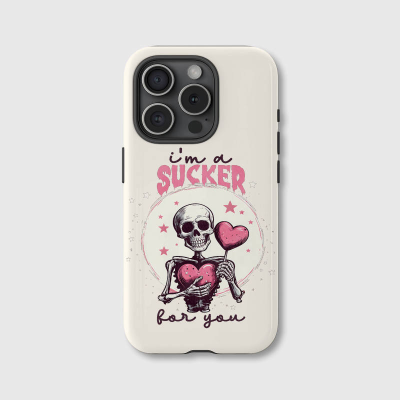 Funny Skeleton Heart Phone Case for Partner Valentine Gift