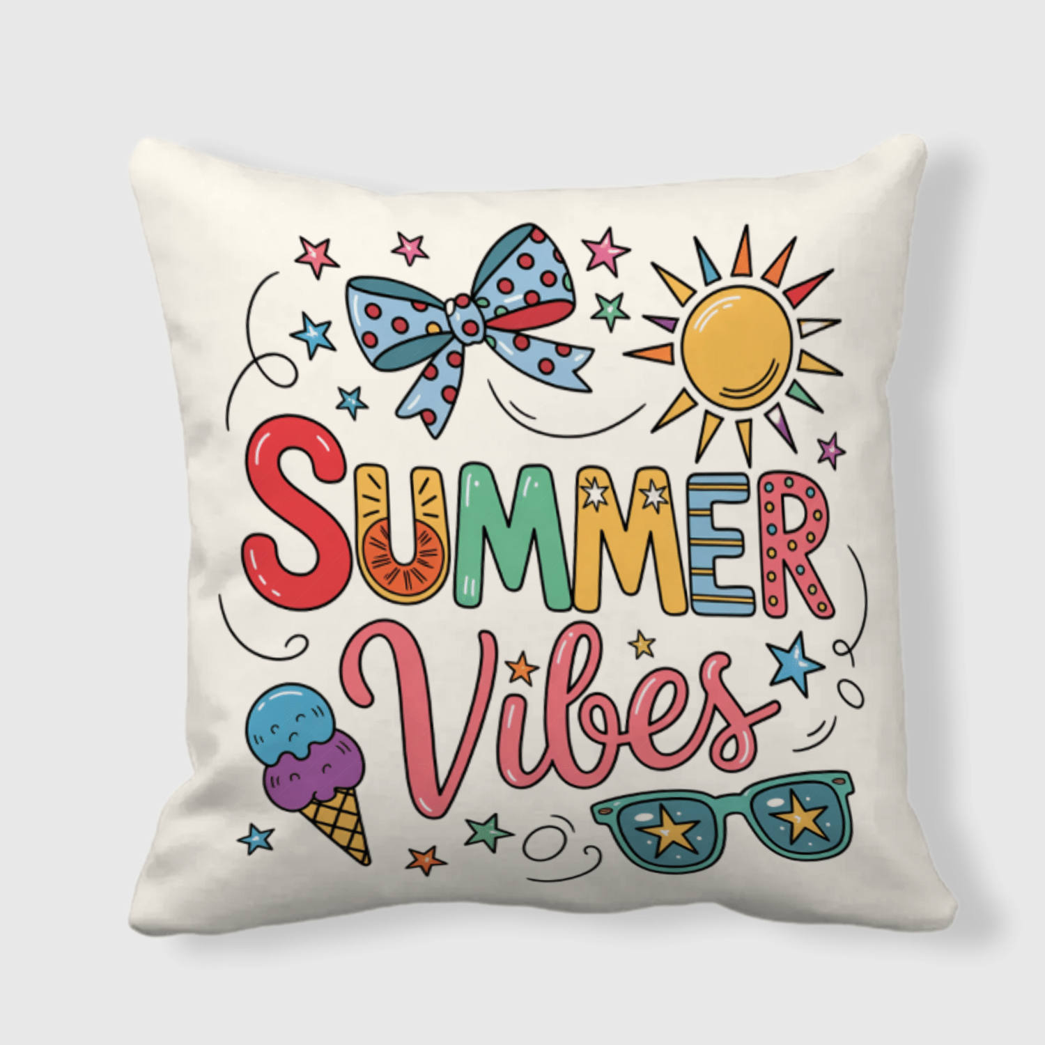 Summer Vibes Retro Throw Pillow for Summer Home Decor