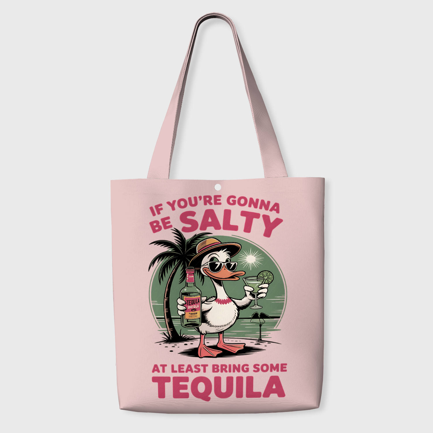 Funny Tequila Duck Canvas Tote Bag for Summer Beach Gift
